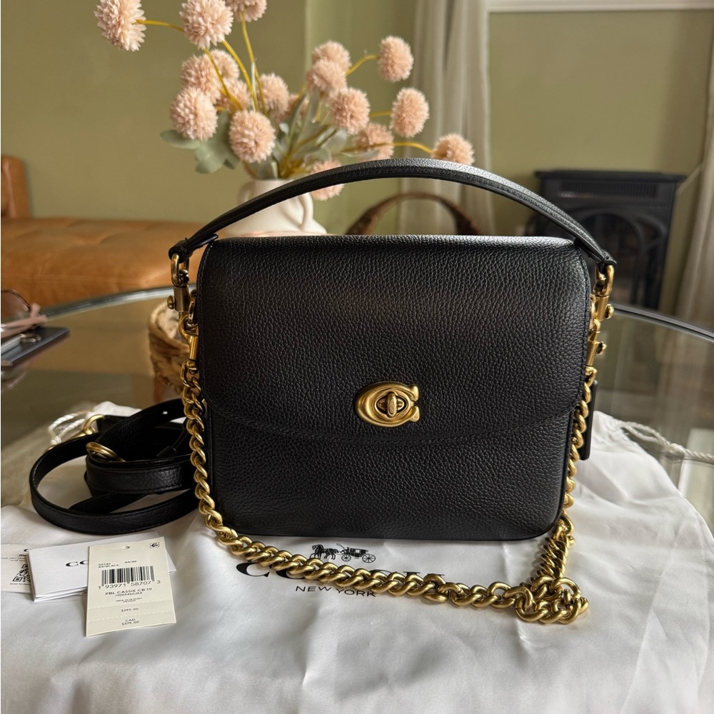 Coach Cassie 19 Black Crossbody Bag with Gold Chain